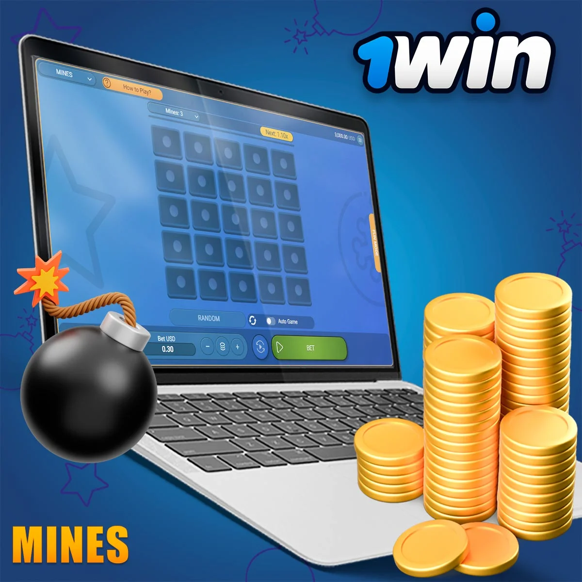 deposit and withdraw Mines 1win