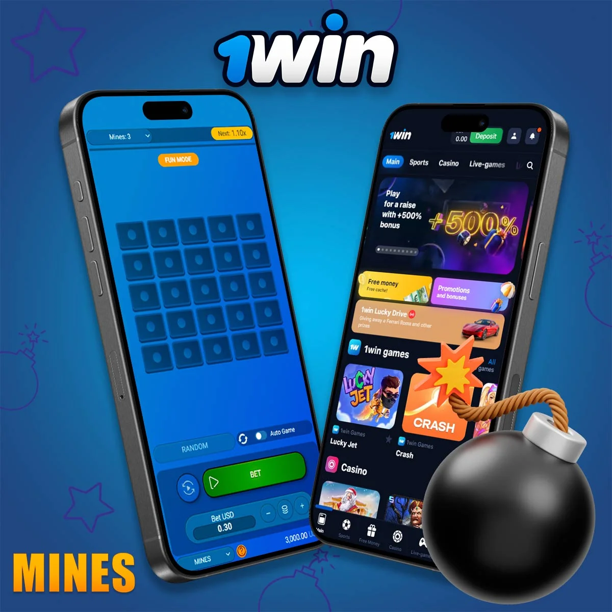 Start playing Mines 1win